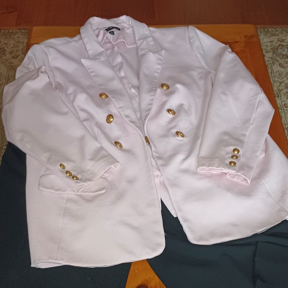 Lane Bryant Light Pink Double-Breasted Blazer with Gold Buttons
